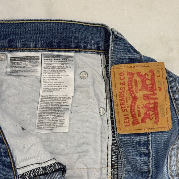 Levis 559 Jeans Mens 32x30 Blue Dark Wash Straight Leg Relaxed Fit Faded - Picture 9 of 11